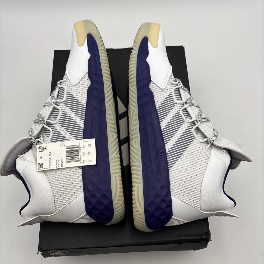 Adidas FW9517 Pro Boost Mid‎ Basketball Sneakers White Blue Men's Size 14 NWB